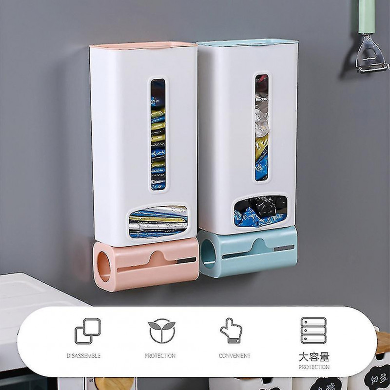 Wall Mounted Garbage Bag Storage Box Storage Box Plastic Bag Dispenser Storage Box Dark Blue