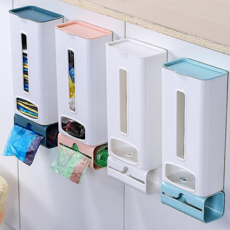 Wall Mounted Garbage Bag Storage Box Storage Box Plastic Bag Dispenser Storage Box Dark Blue