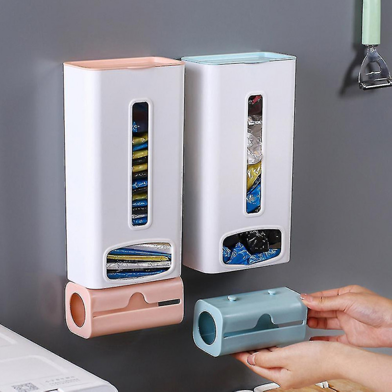 Wall Mounted Garbage Bag Storage Box Storage Box Plastic Bag Dispenser Storage Box Dark Blue