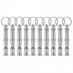 10pcs Adjustable Dog Whistle Trainer Sound Waves Stainless Steel Pet Training Supplies