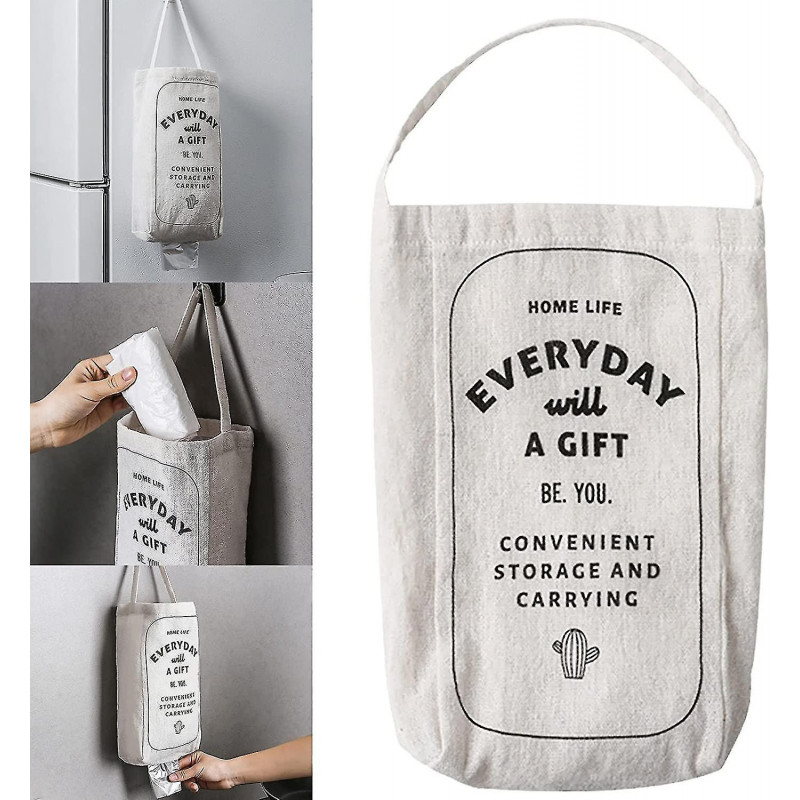 Plastic Bag Holder Natural Cotton Grocery Shopping Bag Holder Cute Pantry D