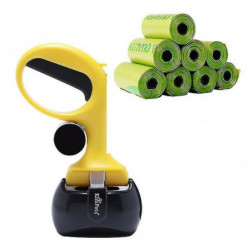 Scooper de déchets d’animaux de compagnie portable, scoop de caca avec 2 sacs à déchets en rouleau, caca