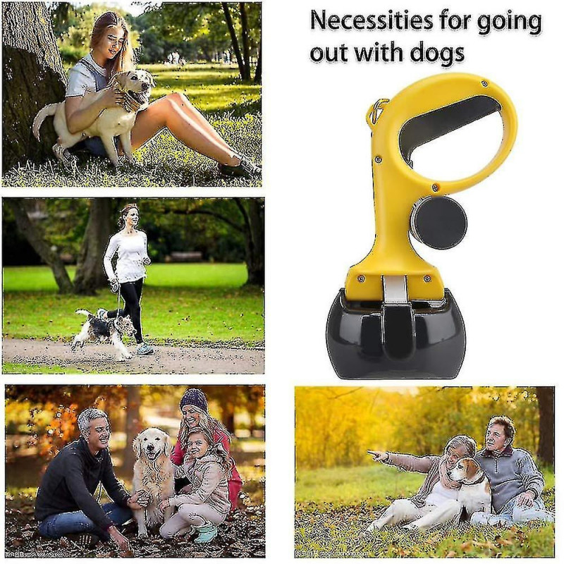 Scooper de déchets d’animaux de compagnie portable, scoop de caca avec 2 sacs à déchets en rouleau, caca