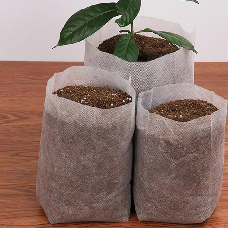 200pcs Nursery Bags Eco-friendly Biodegradable Non Woven Fabric Water Permeable Plant Grow Bags Garden Supply