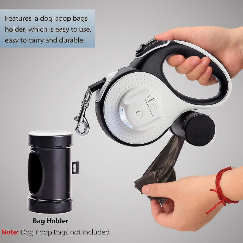 Retractable Dog Leash With Light And Dog Poop Bag Dispenser