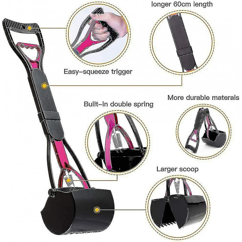 Scooper pliable pour chiens et chats Pet Long Handle Pooper Scooper