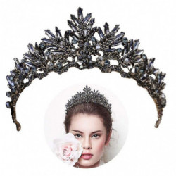 1pc Black Crown Tiara Baroque Queen Crown Black Wedding Tiara pour femmes Halloween Party