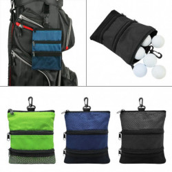 Support de balles de golf Sac de départ de golf Pochette avec clip en plastique 3 couches Zipper Sac de golf