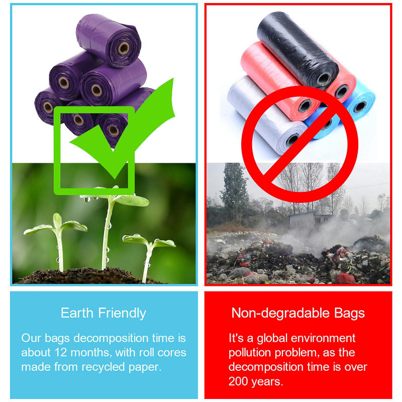 Dog Poop Bags Handle Tie Waste Bag Biodegradable Poop Bags Refill Roll