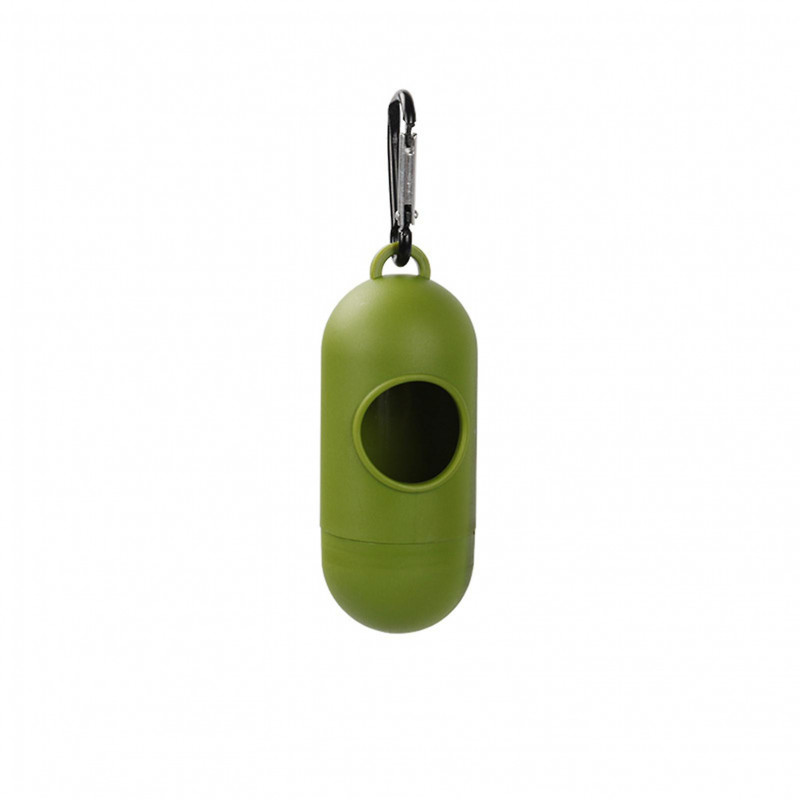 Dog Waste Bag Dispenser Leakproof Plastic with Back Hook Military Green Pills Shape