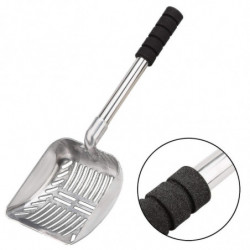 Pelle en métal avec pelle profonde et mousse de tamis antiadhésive amovible en acier inoxydable à long manche