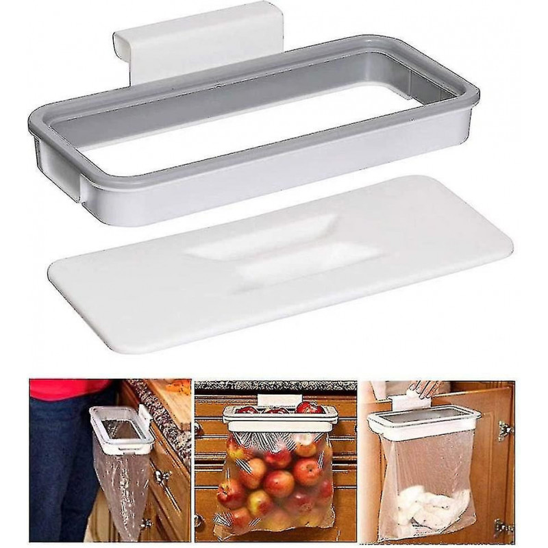 Set Of 2 Hanging Bin Bag Holder with Lid Portable Hanging Rubbish Bag Holder Kitchen Cabinet Camping