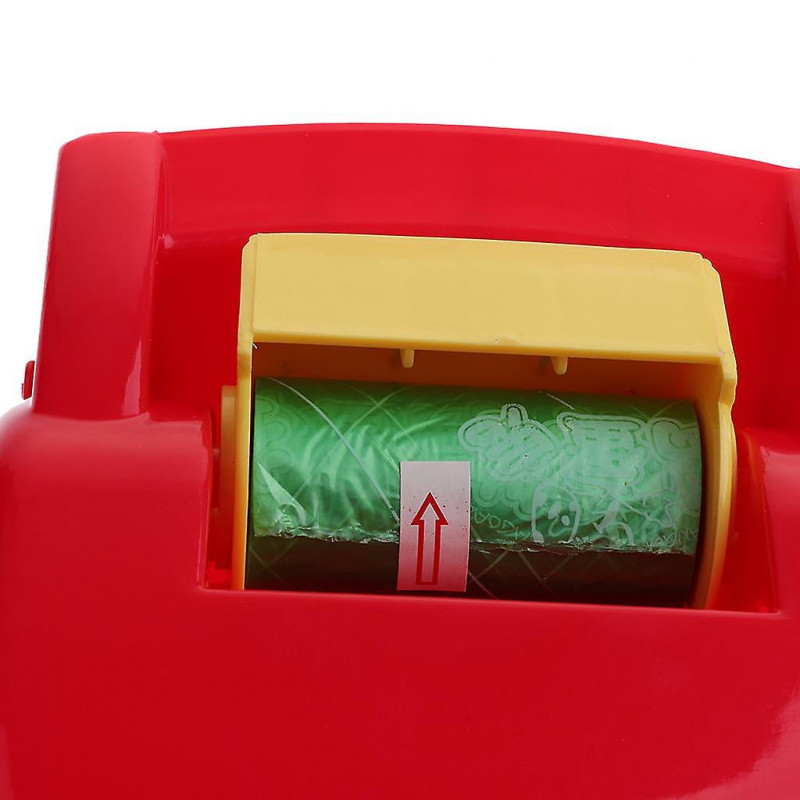 Pet Dog Pick Up Poops Cleaning Clip Pooper Scooper With Bag Dispenser Red