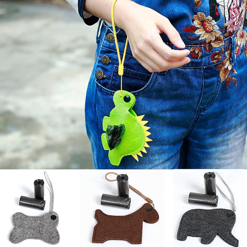 Pets Dogs Poop Waste Dispenser Box Poop Removal Disposal Bags Holder Green