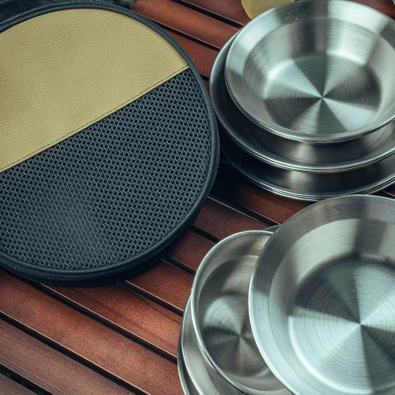 Dishes Storage Bag Zipper Tableware Bowl Round For Outdoor Kitchen Hiking