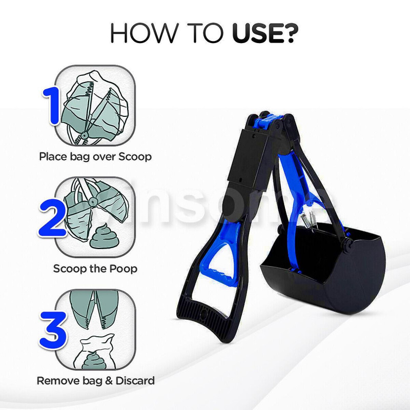 Long Handle Dog Cat Pet Pooper Scooper Poop Scoop Waste Jaw Grabber Dirt Pickup