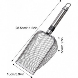 Pelle à litière | Tamis à pelle profonde en acier inoxydable - Tamis durable antiadhésif avec long manche, grande [...]