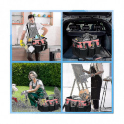 Sac de rangement de nettoyage portable, organisateur d’outils de nettoyage avec sangle réglable, sac étanche avec 4 souv