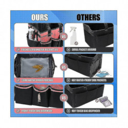 Sac de rangement de nettoyage portable, organisateur d’outils de nettoyage avec sangle réglable, sac étanche avec 4 souv