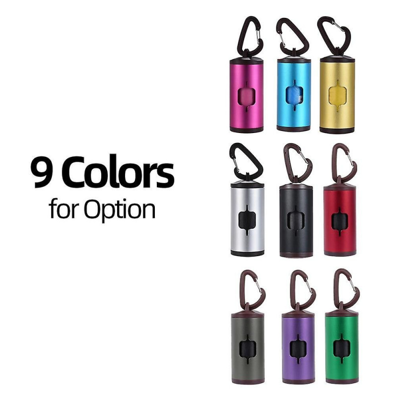 Colorful Pet Poop Holder Dog Waste Dispenser Aluminum Alloy Tube Includes Waste