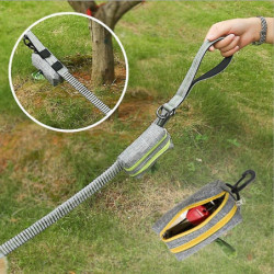 LDLC QS-080 Pet Waste Bag Dispenser Zippered Pouch Portable Dog Poop Bag Holder Leash Attachment,Dou