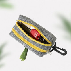 LDLC QS-080 Pet Waste Bag Dispenser Zippered Pouch Portable Dog Poop Bag Holder Leash Attachment,Dou
