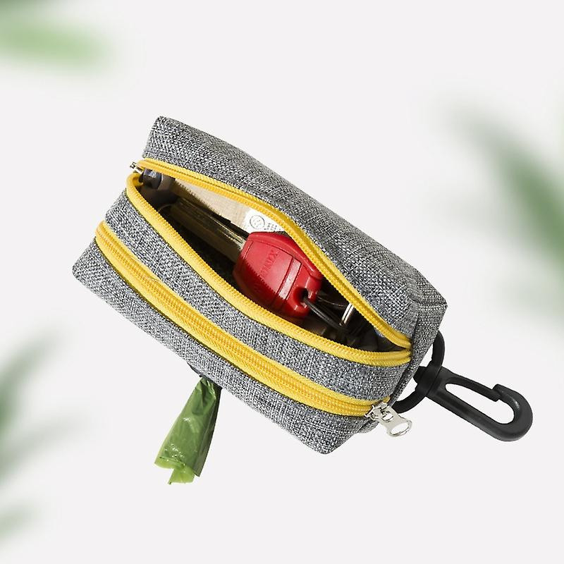 LDLC QS-080 Pet Waste Bag Dispenser Zippered Pouch Portable Dog Poop Bag Holder Leash Attachment,Dou