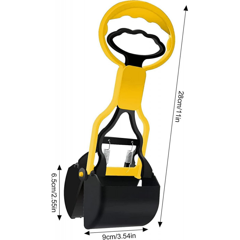 Pet Dog Pooper Scooper, With Jaw Claw, Bin For Easy Grass And Gravel (yellow)