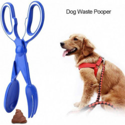 LINJOU Pet poop tongs scissors,blue