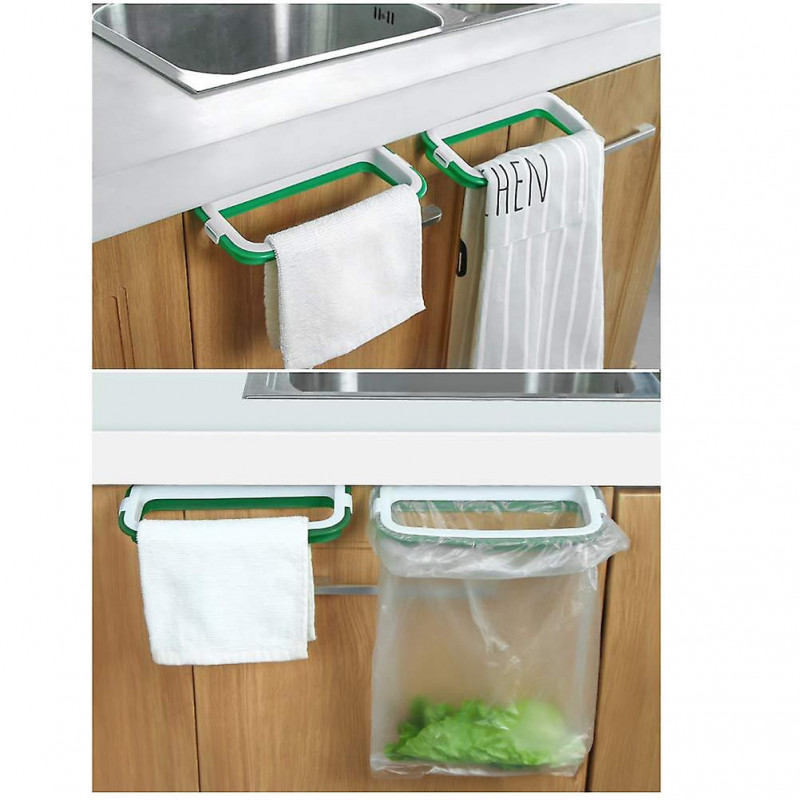 5 Pcs Portable Trash Bag ,holder Hanging Trash Bag,white-green