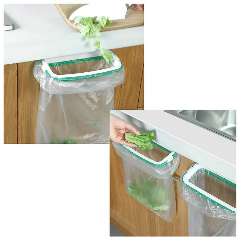 5 Pcs Portable Trash Bag ,holder Hanging Trash Bag,white-green