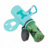 Dog Poop Bag Dispenser Portable Degradable Hands Free Waste Holder with Hook and Key Chain Light Blue