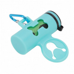 Dog Poop Bag Dispenser Portable Degradable Hands Free Waste Holder with Hook and Key Chain Light Blue