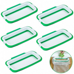LINJOU 5 PCS Portable Trash Bag ,Holder Hanging Trash Bag,white-green