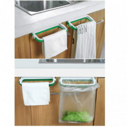LINJOU 5 PCS Portable Trash Bag ,Holder Hanging Trash Bag,white-green