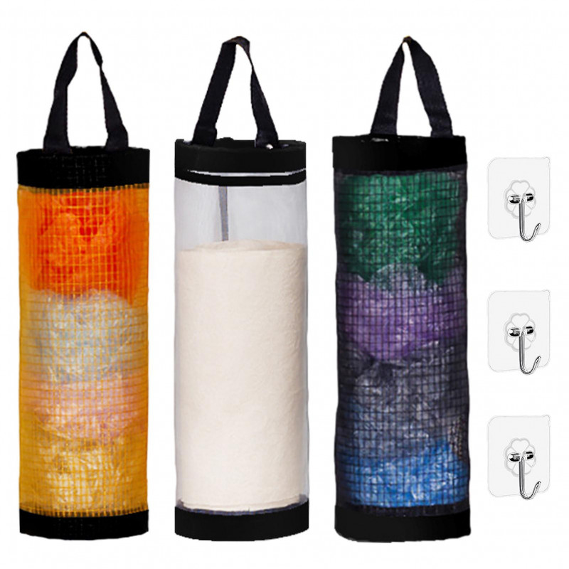 3pcs Washable Eco Friend Hanging Storage Grocery Bag Holders Breathable Mesh 3pcs Washable Eco Friend Hanging Storage Grocery Bag Holders Breathable Mesh
