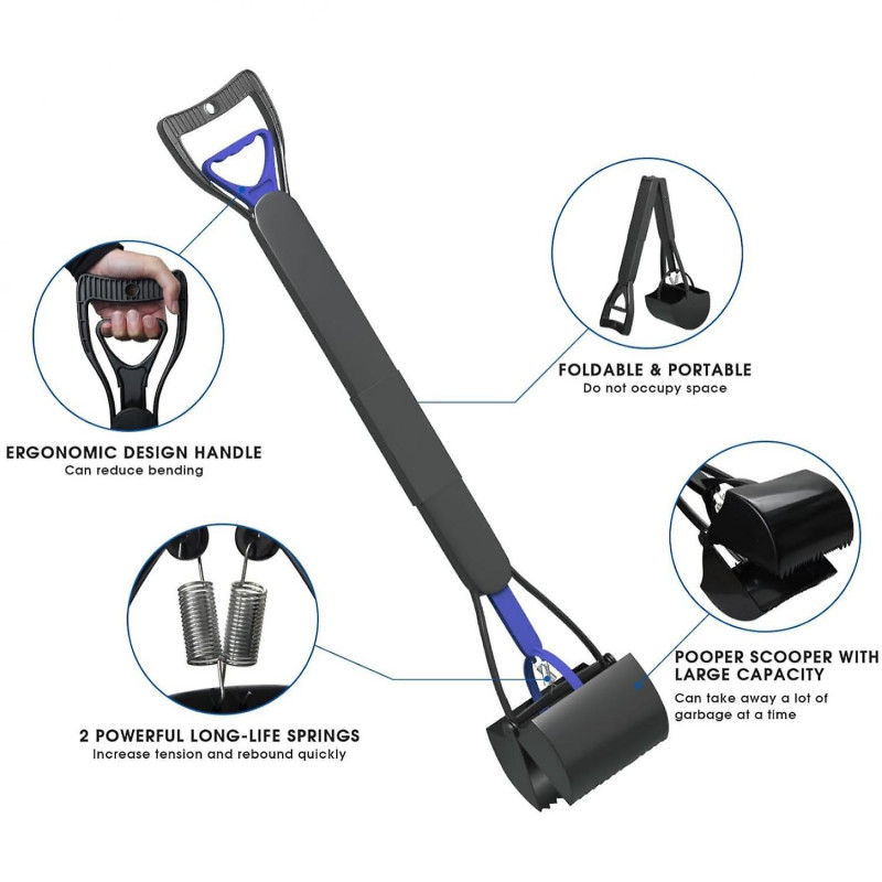 32" Pooper Scooper for Large Small Dogs Cats Pooper Scoopers with Long Handle Durable Foldable Pick Up Shovel [...]