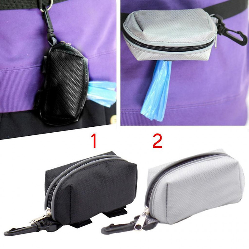 Portable Dog Walking Poo Bags Pet Disposable Bag Holder W/plastic Hasp Grey