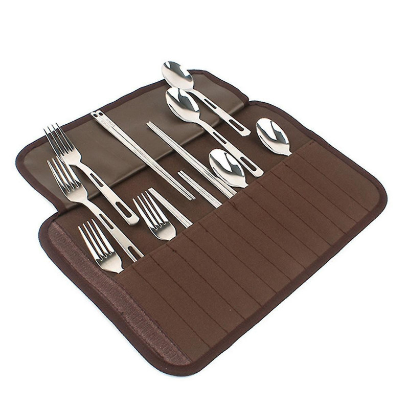 Sac de rangement de vaisselle de camping 4 personnes en plein air pli vaisselle ensemble cuillère baguettes de [...]