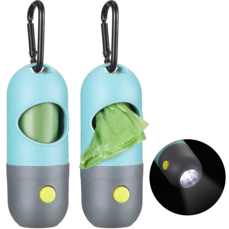2pcs Dog Poop Waste Bag Holder Dispenser With Led Flashlight 2pcs Dog Poop Waste Bag Holder Dispenser With Led Flashlight