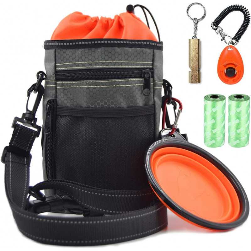 Dog Reflective Pouch Canine Feces Kit avec porte-sac Doggie Clicker Whistle