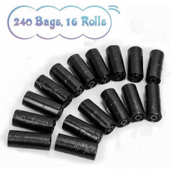 Sacs à ordures pour chiens, Sacs à caca pour chiens, Version améliorée écologique puissante, 16 rouleaux, Noir
