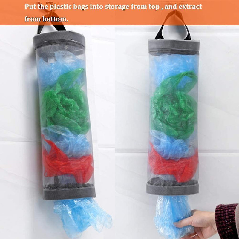 Plastic Bag Holder 2 Packs Mesh Hanging Storage Dispensers Garbage Bags