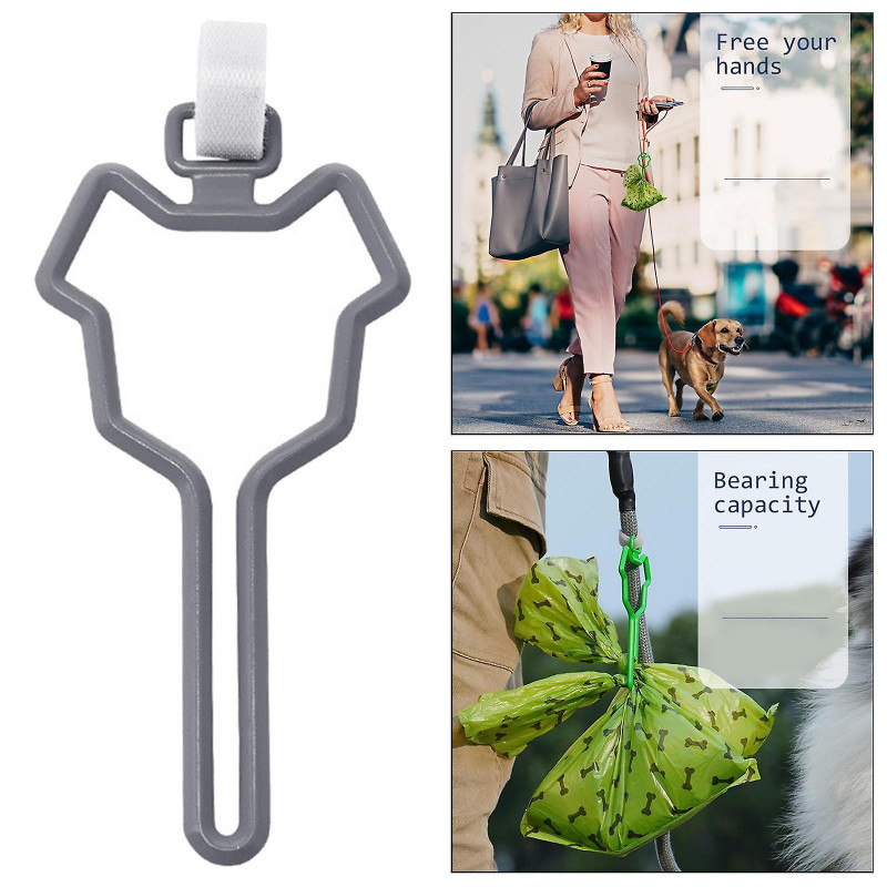 Dog Poop Bag Holder Waste Bag Carrier Adjustable For Leash Pet Supply Grey