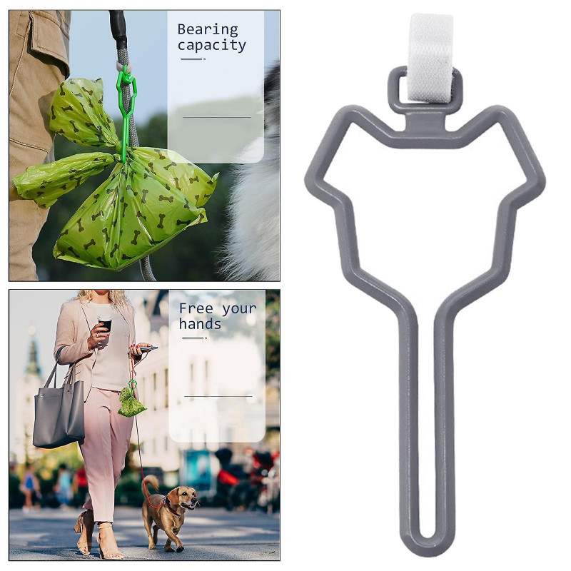 Dog Poop Bag Holder Waste Bag Carrier Adjustable For Leash Pet Supply Grey