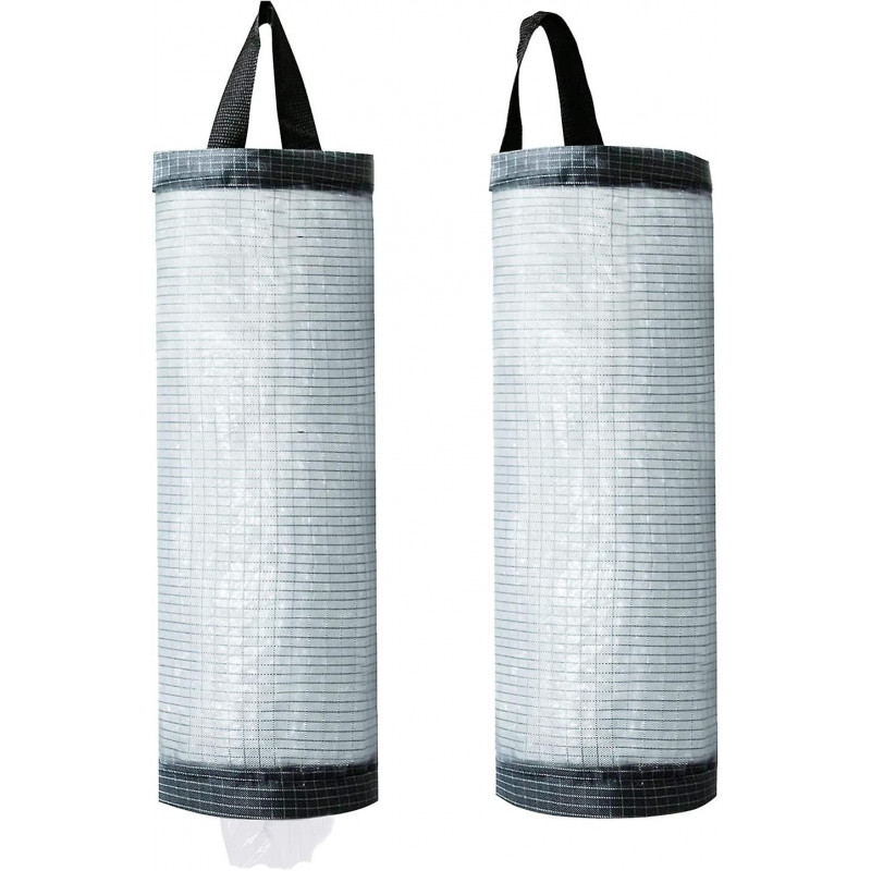 Plastic Bag Holder 2 Packs Mesh Hanging Storage Dispensers (Black 2 Packs)