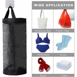 Plastic Bag Holder 2 Packs Mesh Hanging Storage Dispensers (Black 2 Packs)