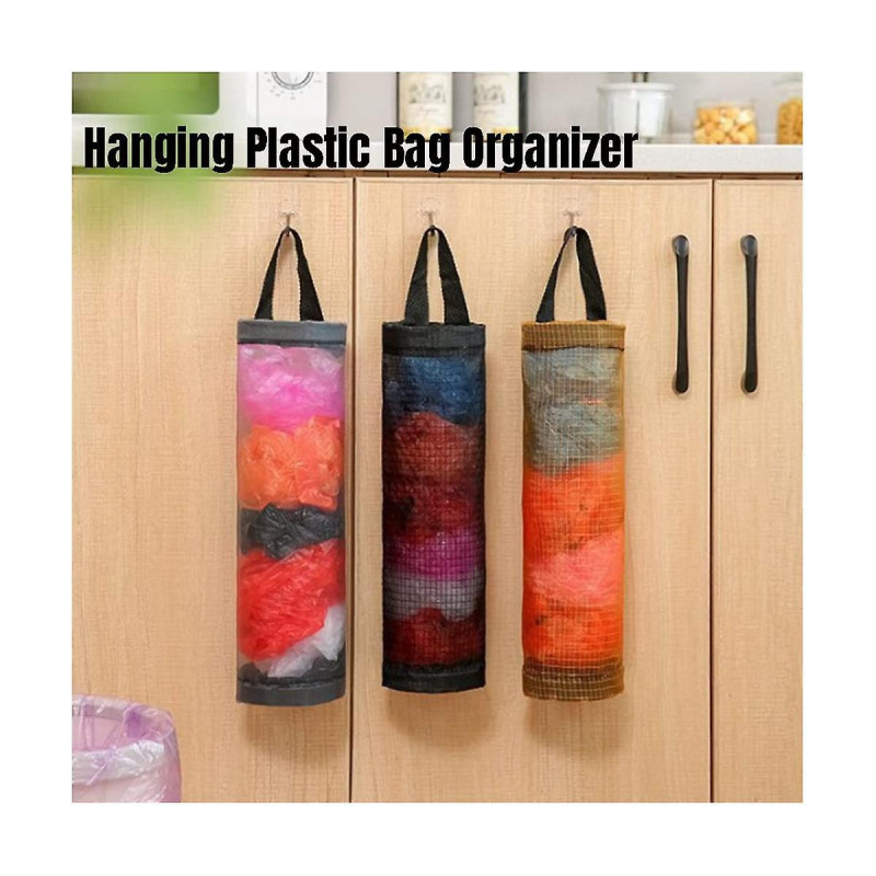 9pcs Hanging Plastic Bag Organizer, Plastic Bag Holder Foldable Mesh Hanging Storage Bag Dispenser