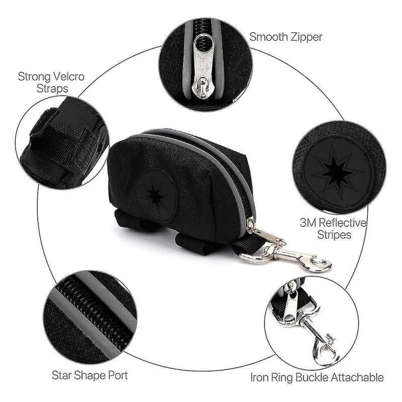Dog Poop Bag Dispenser With Elastic Strap Holder Carrier,black Dog Poop Bag Dispenser With Elastic Strap Holder Carrier,black