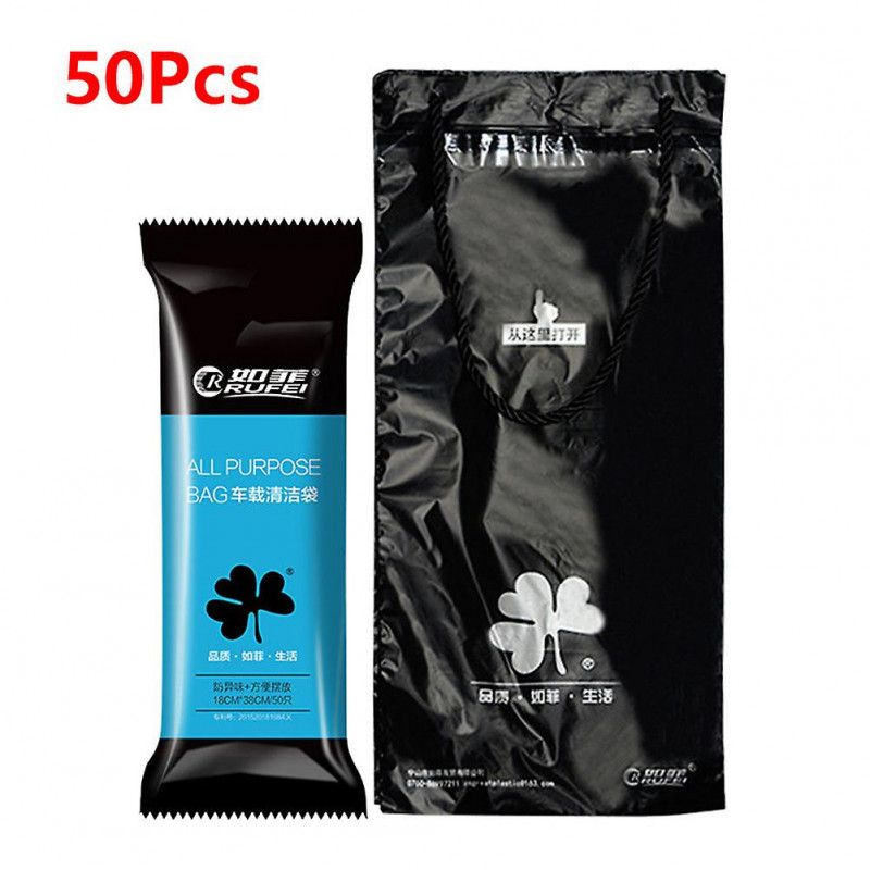 50pcs / pack Jetable Voiture Sac à ordures Trash Rubbish Bag Sticking Litter Bag Portable Auto Seat Back Hanging [...]